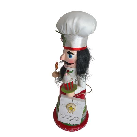 Pier 1 Light Up LED Wooden Nutcracker Chef on Christmas Cake - Picture 4 of 9